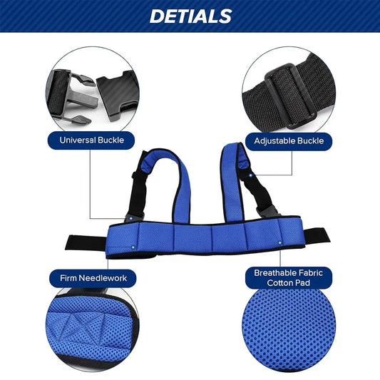Adjustable Wheelchair Safety Seat Belt with Shoulder Straps - Patient Harness Vest