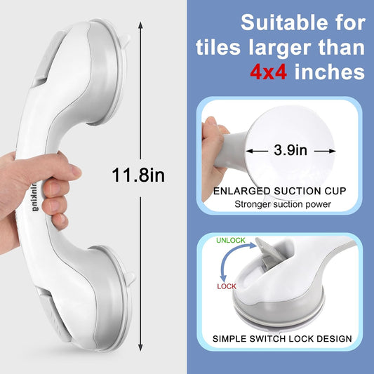 Suction Grab Rails for Bathroom, Elderly Suction Shower Handle | 1Pack, Strong Suction Cups, Tool-Free Installation, Portable, Shower Safety Aids Support, Bathroom, Elderly, Disability