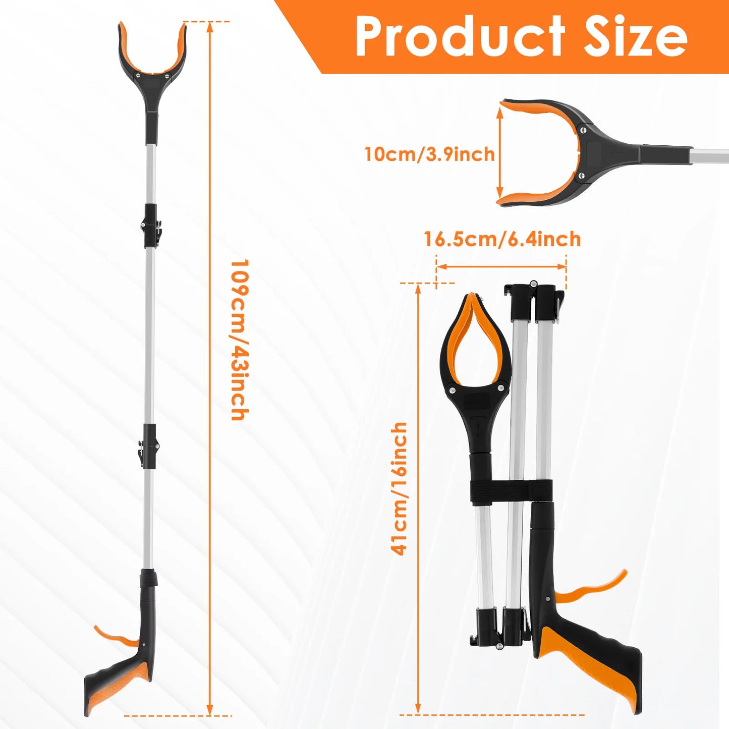 Garbage Picker Gripper with 360 ° Rotating Clip Foldable Gripper Extender Hand Tools Litter Reachers Picker with Non-Slip Jaw