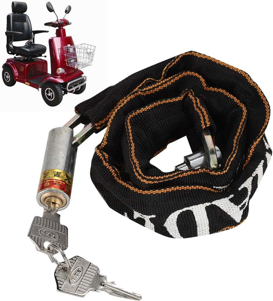 Mobility Scooter Chain Lock Cycling Chain Locks Anti-Theft Locks for Mobility Scooters, Galvanized Motorcycle Chain Lock, 80Cm Length, Covered with Non-Woven Cloth
