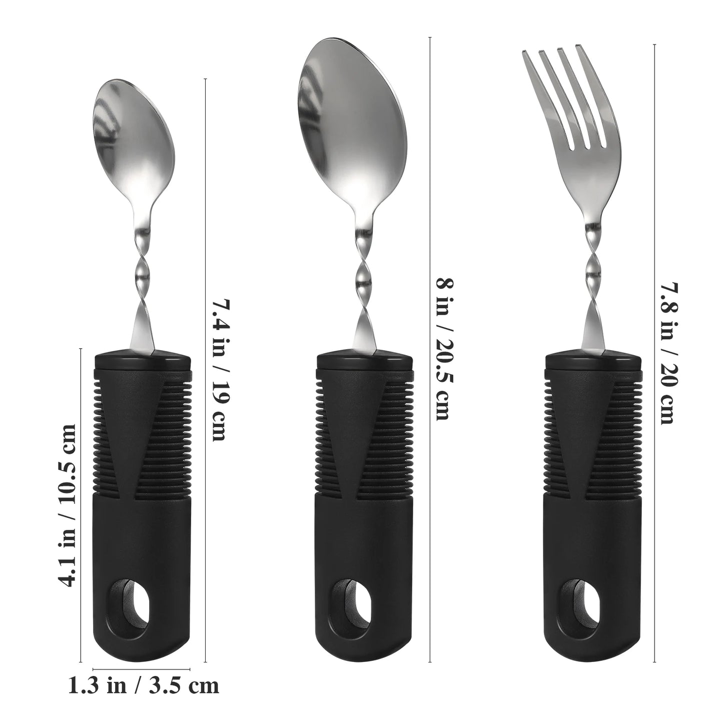 Adaptive Weighted Cutlery Set — 3-Piece Bendable Utensils for Elderly & Disabled