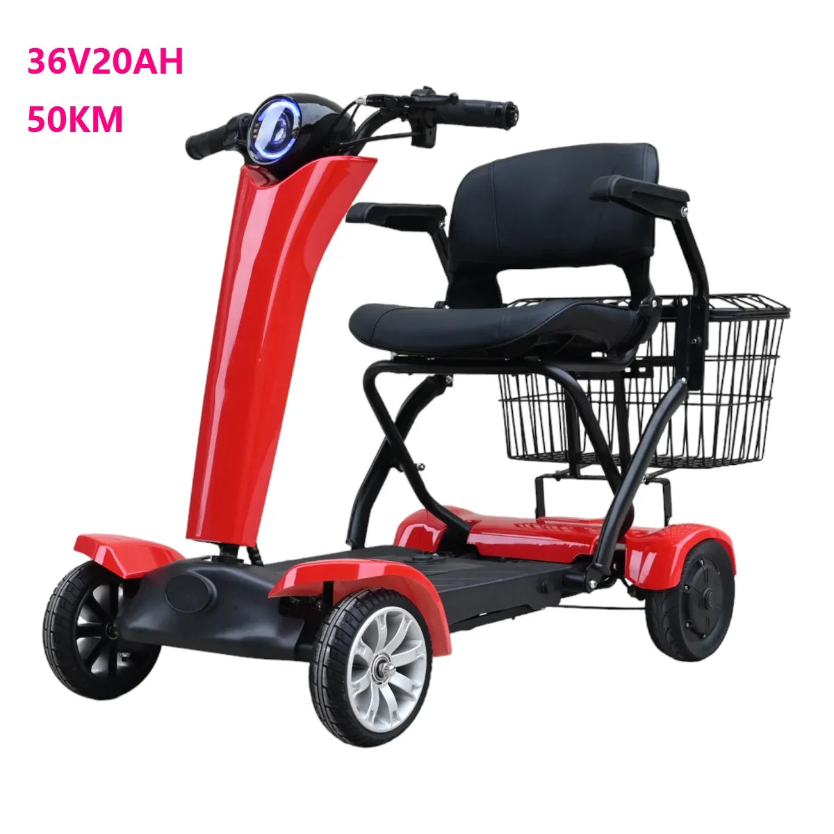 4-Wheel Auto-Folding Electric Mobility Scooter — Compact City Design, Multi-Colour