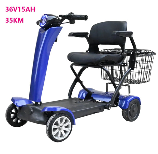 4-Wheel Auto-Folding Electric Mobility Scooter — Compact City Design, Multi-Colour