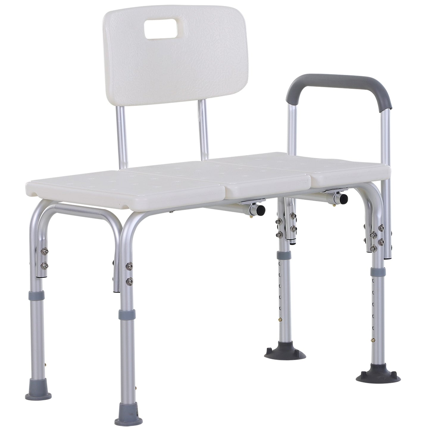 Non Slip Bath Transfer Bench for Elderly with Adjustable Height 300Lbs Capacity