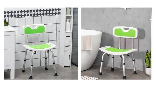 HOMCOM Shower Stool for Elderly Disabled Adjustable Shower Stool Green