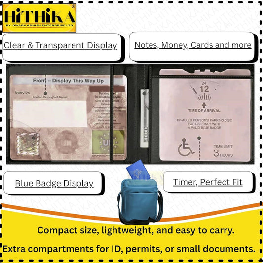 Soft Leather Disabled Blue Badge Holder with Timer Wallet – Secured Disability