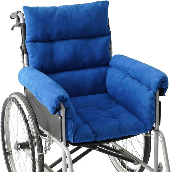 Wheelchair Cushion Soft Accessories Helps Prevent Pressure Armrest Covers and Supports Coccyx& Back,Non- Slip, Suitable for Wheelchair with 16'' Length Armrest (Blue)