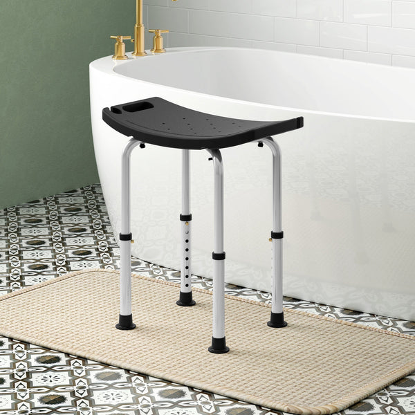 Height Adjustable Shower Stool W/ Non-Slip Foot Pads for Elderly Disabled