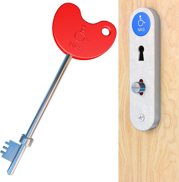 NKS Radar Key with Easy Grip for Disabled Access | Red Plastic Head with Braille, Steel Key – Unlocks 10000+ Secure Toilets across UK