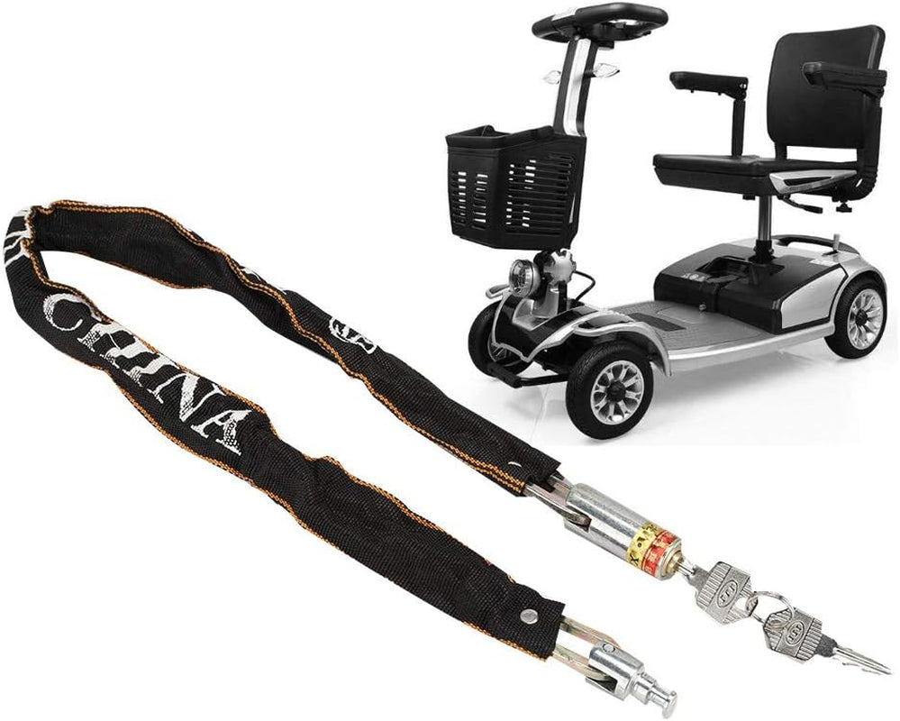 Mobility Scooter Chain Lock Cycling Chain Locks Anti-Theft Locks for Mobility Scooters, Galvanized Motorcycle Chain Lock, 80Cm Length, Covered with Non-Woven Cloth
