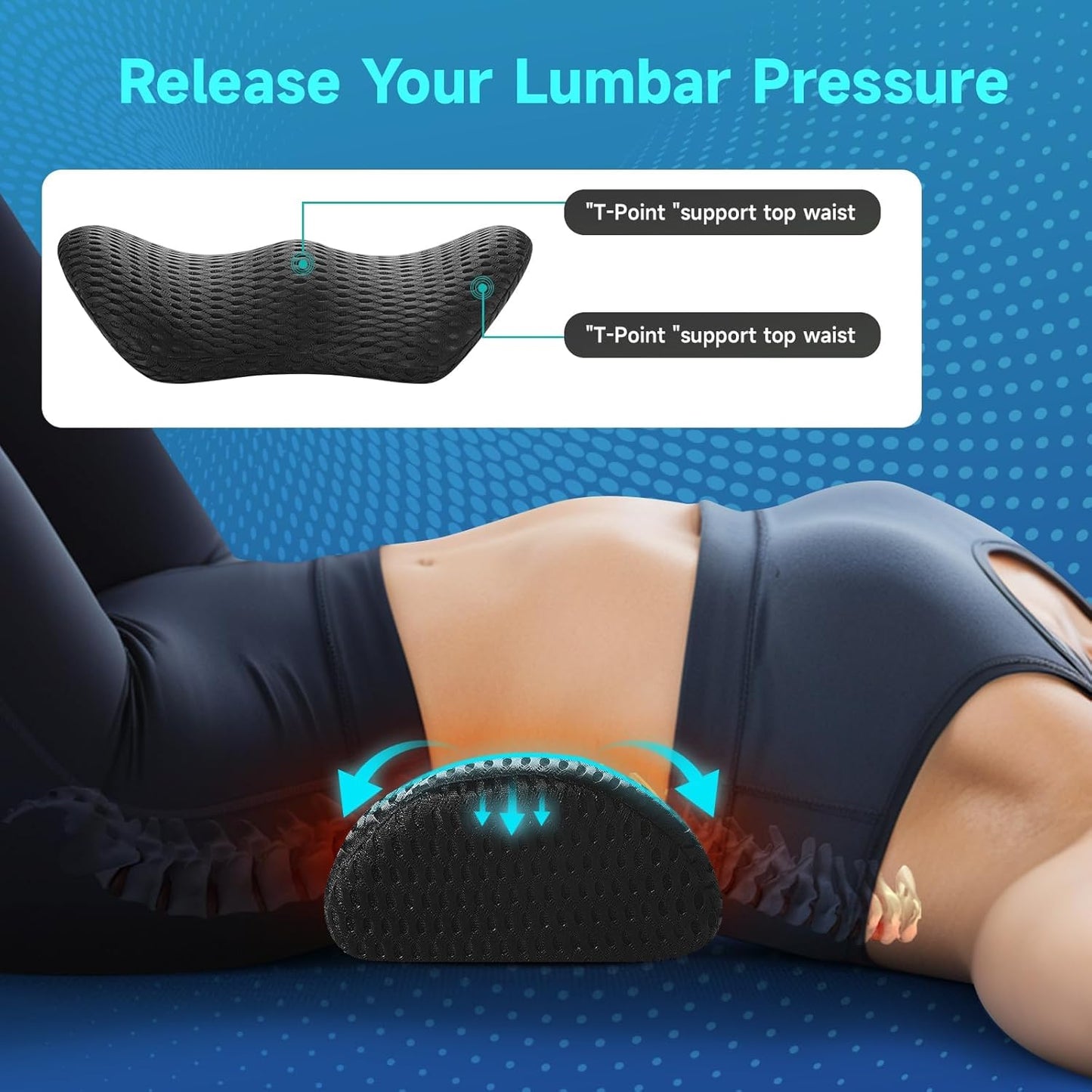Lumbar Support Pillow for Office Chair, Car Lumbar Pillow, Memory Foam Back Support Cushion with Breathable 3D Mesh Back Support for Office Chair Back Support Backrest 3D-Small