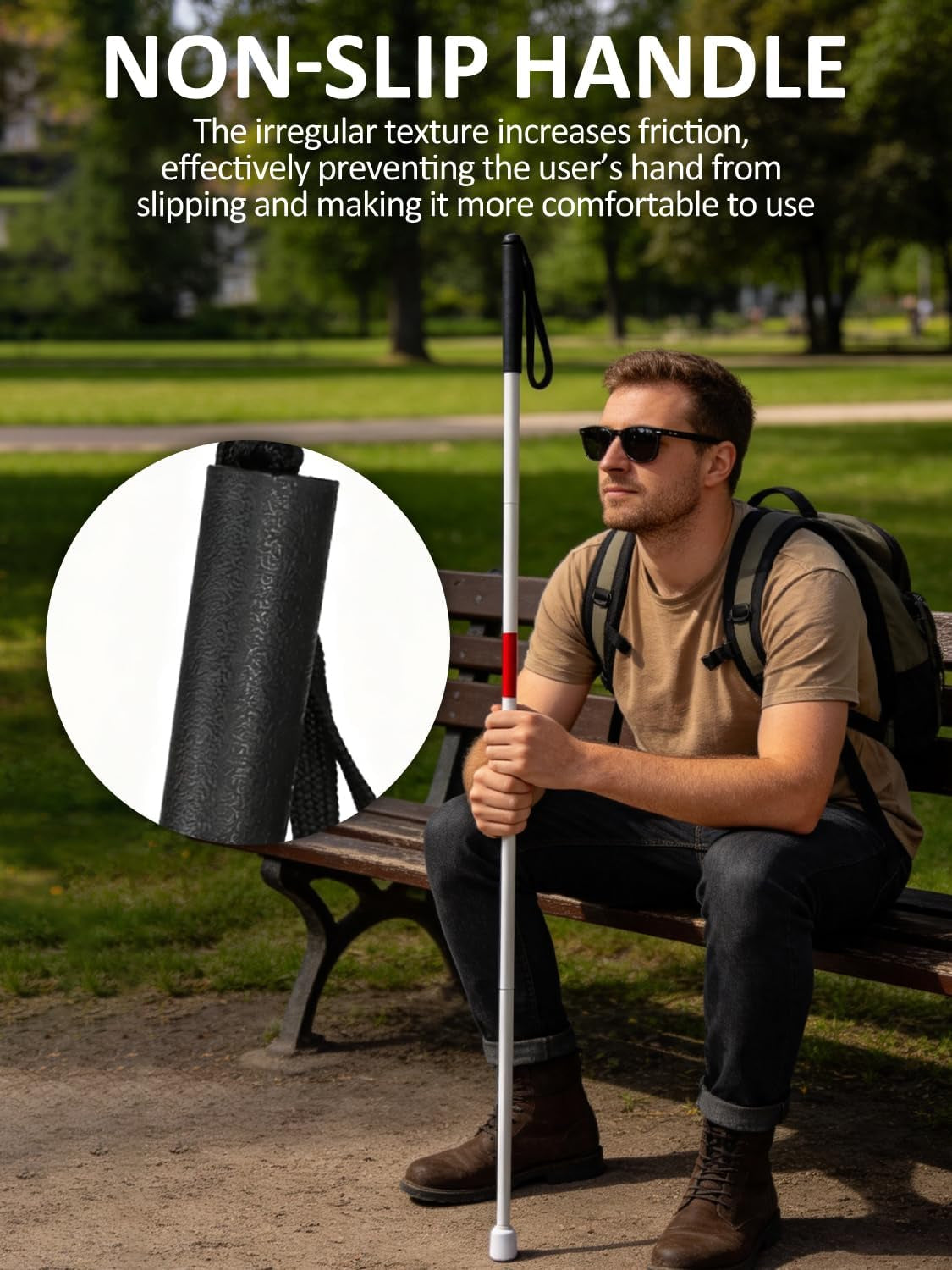 Folding Blind Cane, 127Cm / 50Inch Folding Walking Stick, Aluminium Alloy Walk Stick for Blind