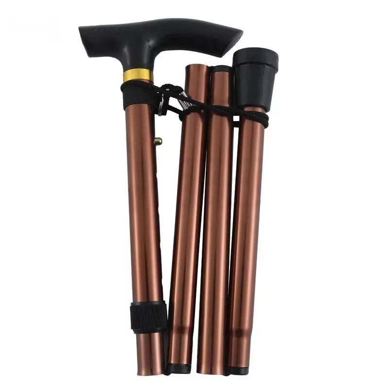 Adjustable Telescopic Portable Folding Aluminum Alloy Walking Stick Hiking Stick Non-Slip Elderly Walking Crutches