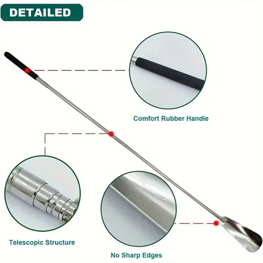 1PC Retractable Stainless Steel Elderly Shoe Puller, Shoe Assistant, Suitable for Both Men and Women