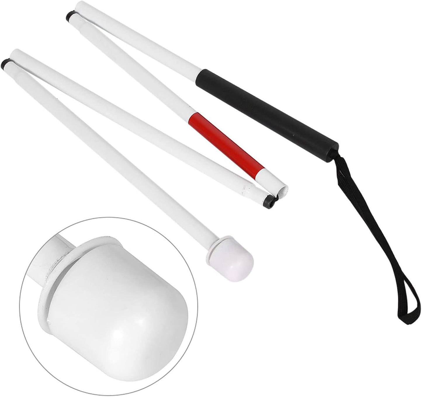 Folding Blind Cane, 127Cm / 50Inch Folding Walking Stick, Aluminium Alloy Walk Stick for Blind