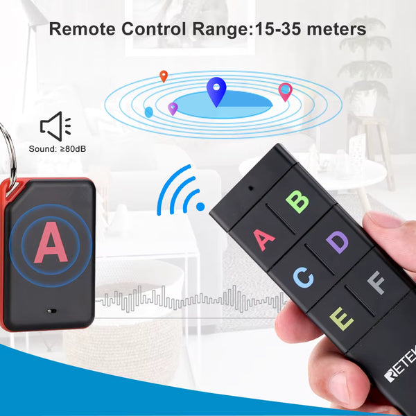 Wireless RF key finder with six receivers