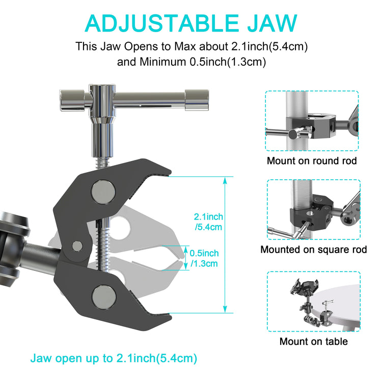 Phone Holder with Super Clamp for Treadmill/Spin Bike/Stroller/Wheelchair/Golf Cart/Poles/Music Stand/Stationary Bike/Handlebar