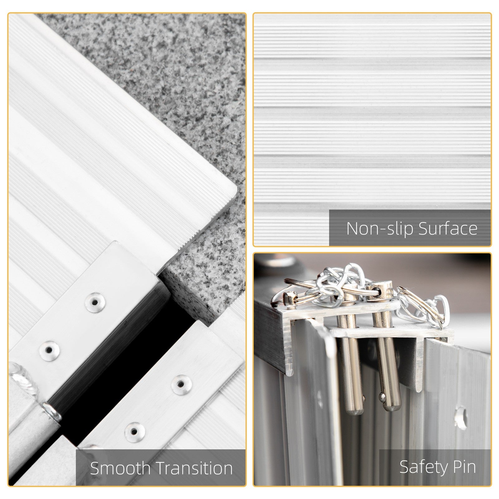 183 X 72 Cm Folding Wheelchair Ramp Aluminum Medical Mobility Threshold
