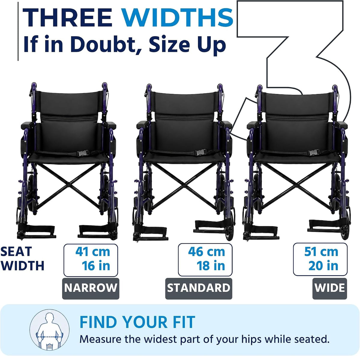 Compact Lightweight Wheelchair for Adults, Folding Wheelchair - Purple