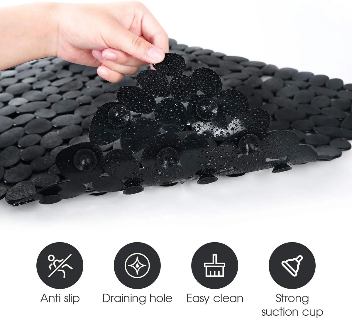 Non-Slip PVC Bathroom Mat with Suction Cups for Safety Waterproof Slip-Resistant Bathroom Floor Shower Mats Bathtub beside Mat