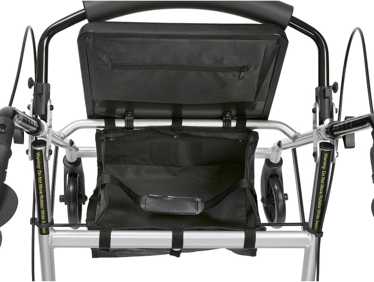 Ultra Lightweight Folding Rollator Wheeled Walker Walking Frame with Brakes, Seat and Bag - Only 5.8Kg, 15Cm Wheels - Choice of Colours (Silver)