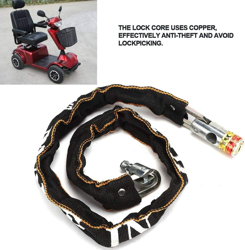 Mobility Scooter Chain Lock Cycling Chain Locks Anti-Theft Locks for Mobility Scooters, Galvanized Motorcycle Chain Lock, 80Cm Length, Covered with Non-Woven Cloth