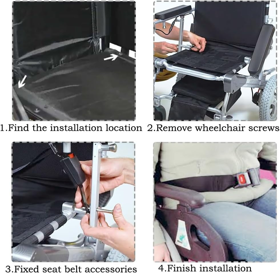 Wheelchair Seat Belt for Elderly & Disabled - Electric Scooters Replacement Band Accessory, Adjustable up to 45"L