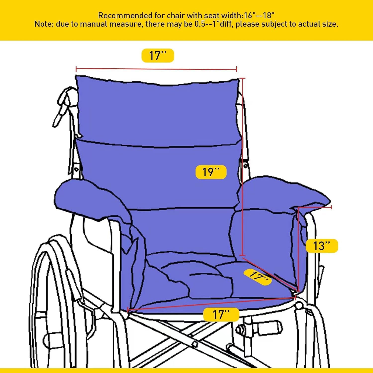 Wheelchair Cushion Soft Accessories Helps Prevent Pressure Armrest Covers and Supports Coccyx& Back,Non- Slip, Suitable for Wheelchair with 16'' Length Armrest (Blue)