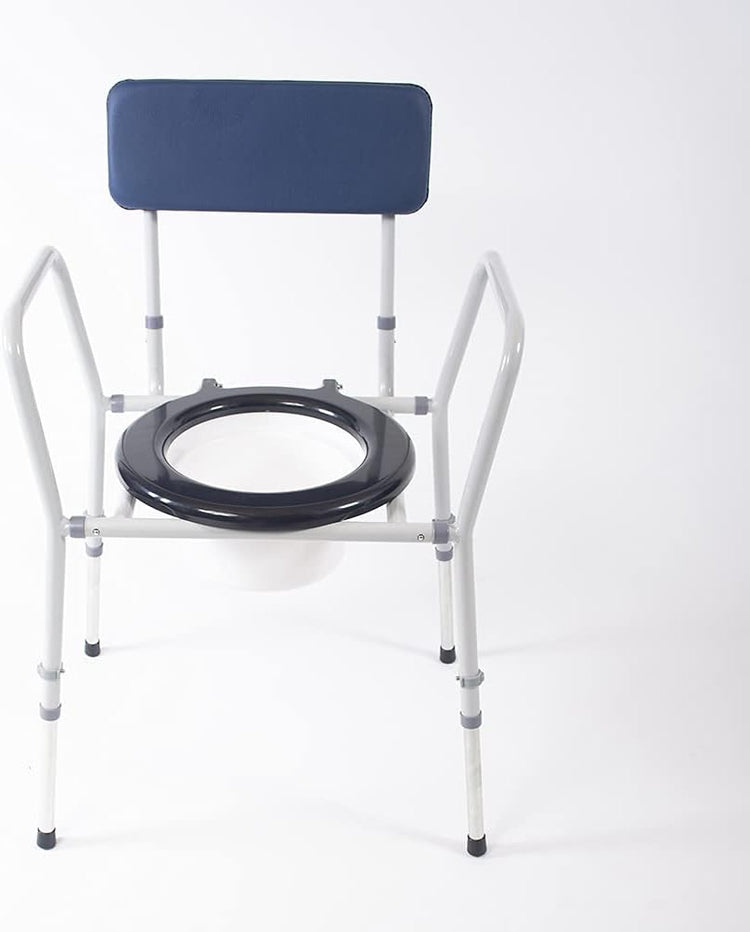 Compact Dovedale Commode with Seat & Backrest, Medium, Modern & Discreet, Height Adjustable to Suit User - Blue and White