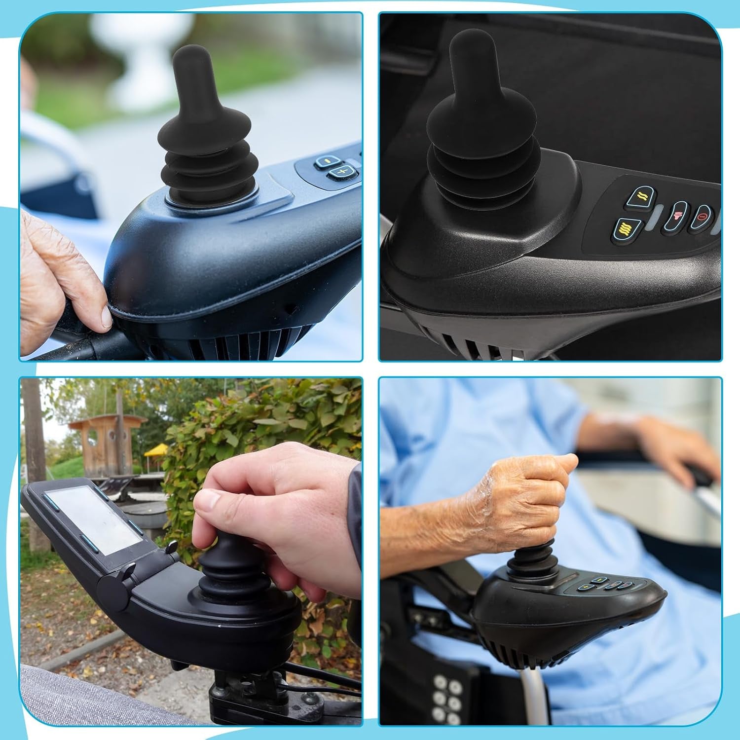 2Styles Electric Wheelchair Joystick Button Cap, Rubber Wheelchair Controller Protective Cover, Universal Power Chair Knobs Protector Wheel Chair Control Knob Covers for Mobility Scooter Accessories