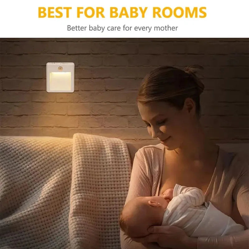EU US UK AU Plug LED Motion Sensor Night Lights Living Room Auto Dusk Dawn Wireless Warm White Cabinet Lamp Decor Lighting