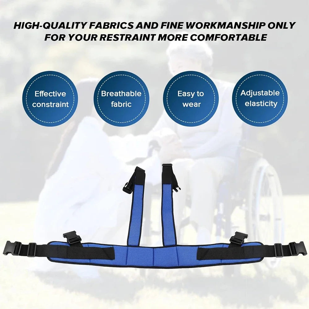 Adjustable Wheelchair Safety Seat Belt with Shoulder Straps - Patient Harness Vest
