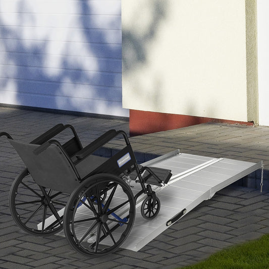 183 X 72 Cm Folding Wheelchair Ramp Aluminum Medical Mobility Threshold