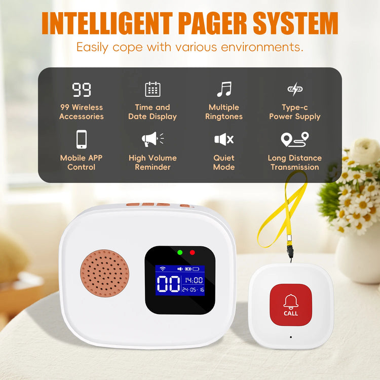 Wifi Emergency Call Button for Seniors Emergency Bracelet Emergency Alert System for Seniors Patients Disabled Elderly Receiver