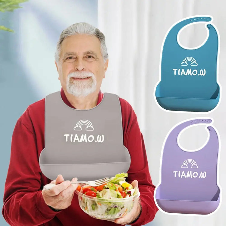 New Anti-Oil Adult Silicone Bib Waterproof Washable Adults Patients Feeding Clothing Protector Eating Protector for Elderly