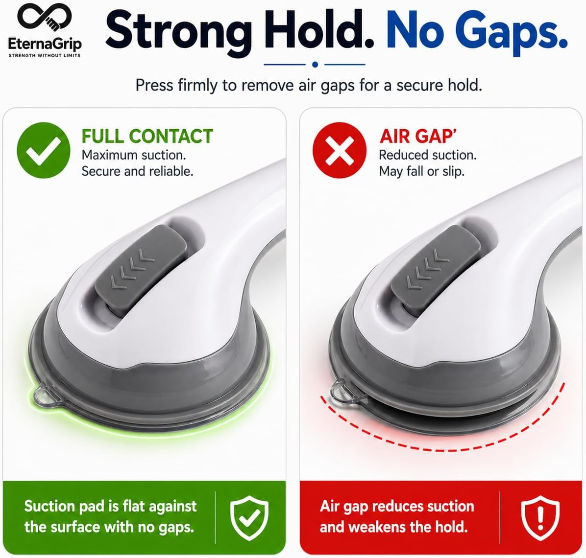 Suction Grab Rails for Bathroom – Shower Handle for Elderly, Strong Locking Suction Shower Grab Rail, Bathroom Safety Hand Rail, Portable Bath Handle for Shower & Bathroom Support