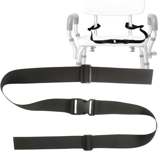 Elderly Shower Chair Seat Anti-Slip Belt, Bath Bench Buckle Strap Nursing Care Supplies for Disabled Bedridden Patient (1.5"W, Black)