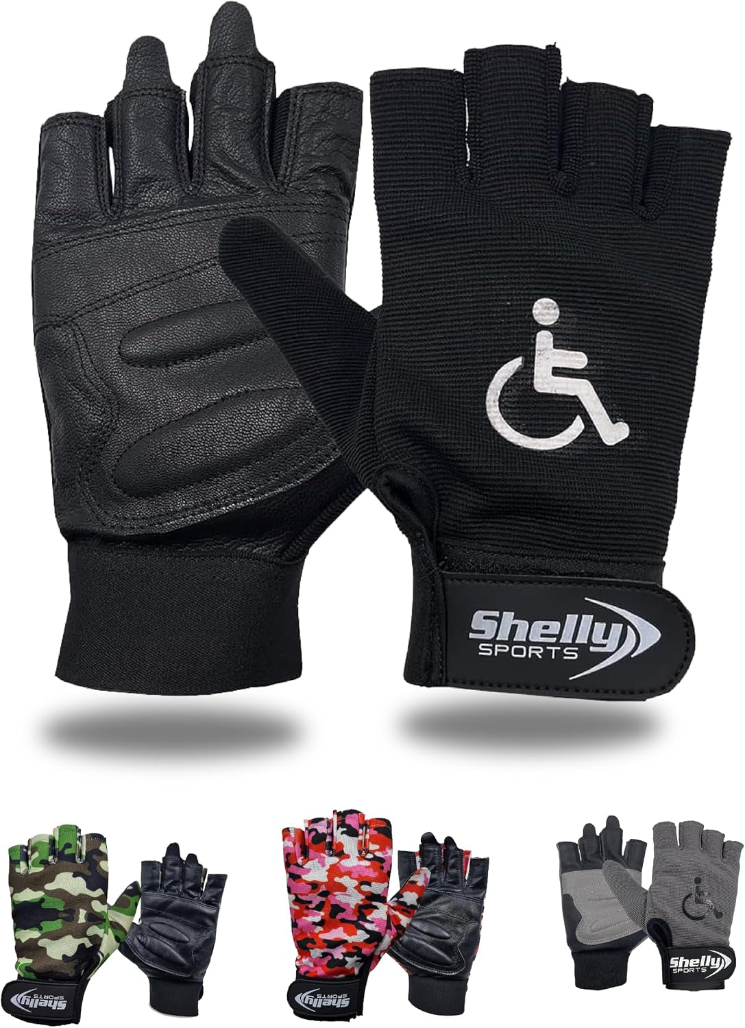 Wheelchair Gloves Real Leather Palm Gloves Mobility Padded Gloves Breathable, Fingerless Bike Gloves with Anti-Slip Grip Lightweight Cycling Gloves, Multicolor, M