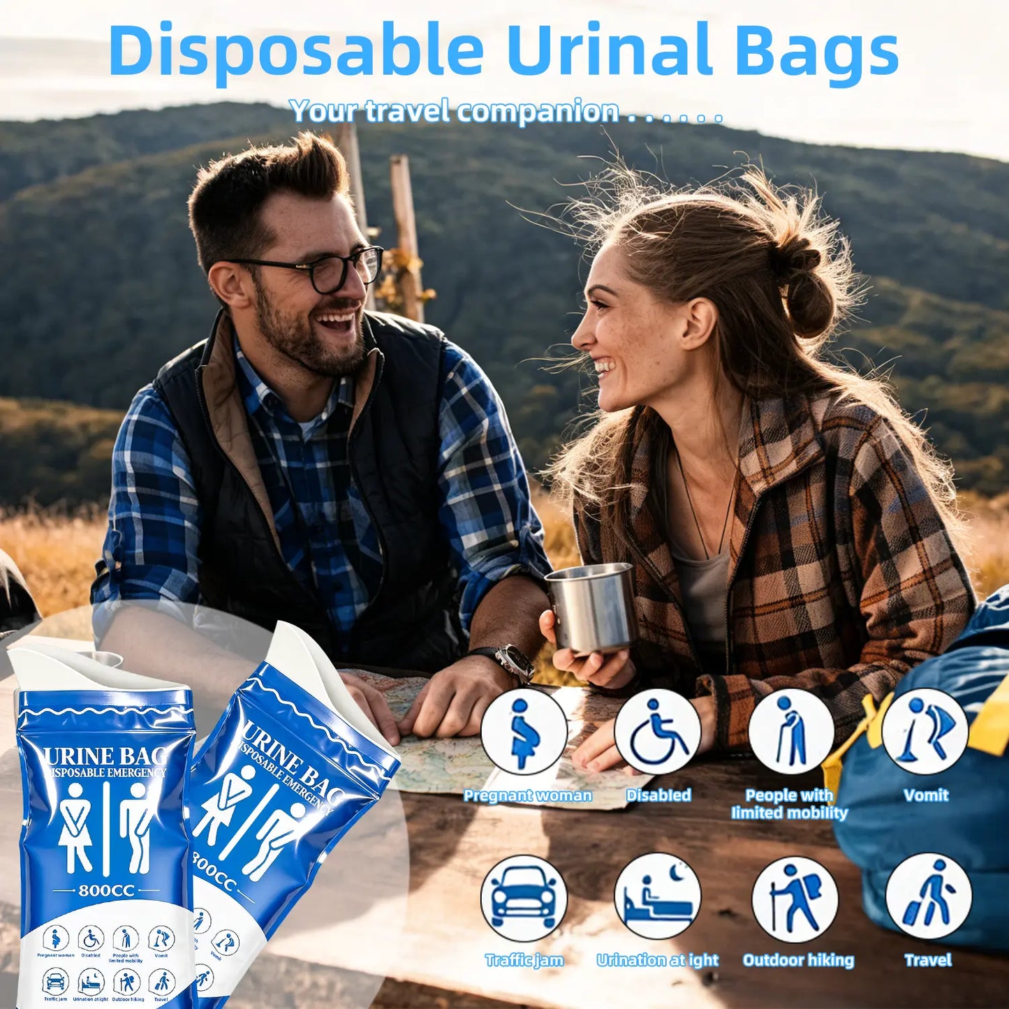 Portable Disposable Urinal Bag 12 PCS, 800ML Emergency Pee Bags for Travel, Unisex Urine Bag for Camping, Traffic Jams, Pregnant & Elderly Patients Dealsforyoudays