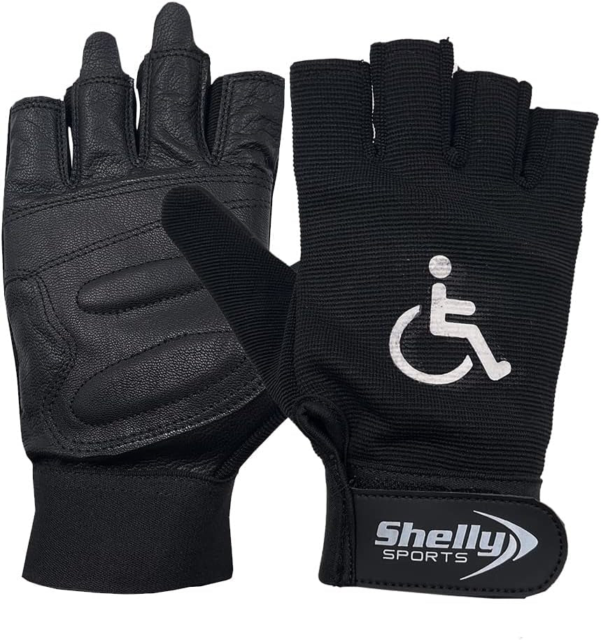Wheelchair Gloves Real Leather Palm Gloves Mobility Padded Gloves Breathable, Fingerless Bike Gloves with Anti-Slip Grip Lightweight Cycling Gloves, Multicolor, M
