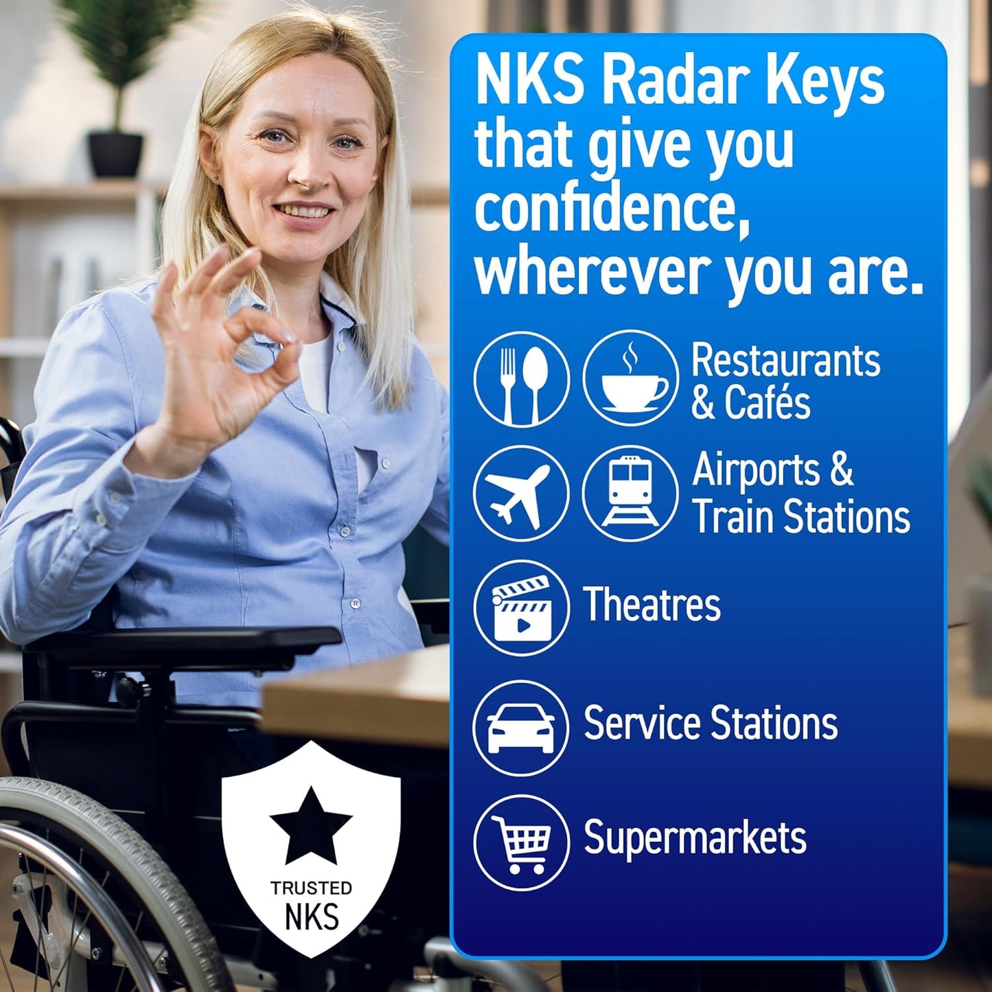 NKS Radar Key with Easy Grip for Disabled Access | Red Plastic Head with Braille, Steel Key – Unlocks 10000+ Secure Toilets across UK