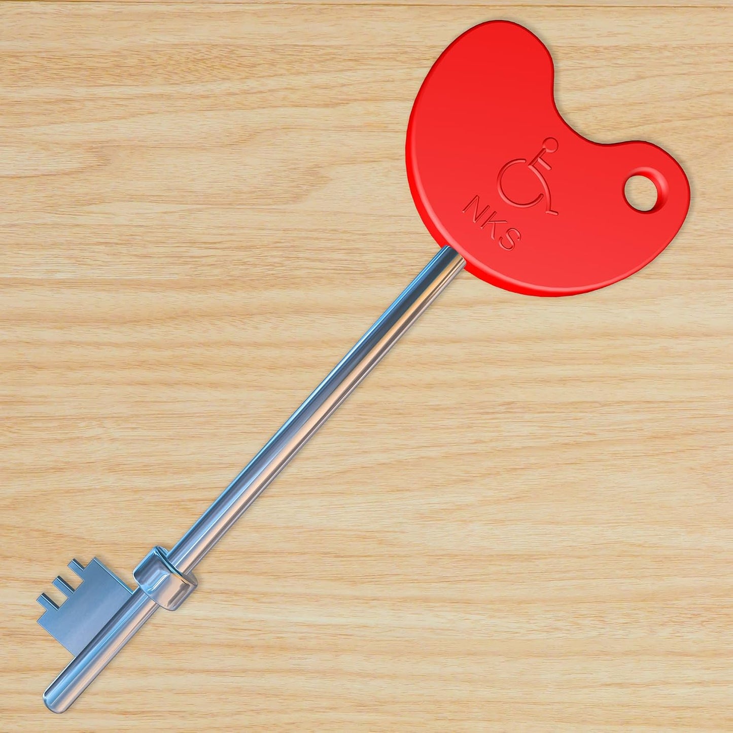 NKS Radar Key with Easy Grip for Disabled Access | Red Plastic Head with Braille, Steel Key – Unlocks 10000+ Secure Toilets across UK