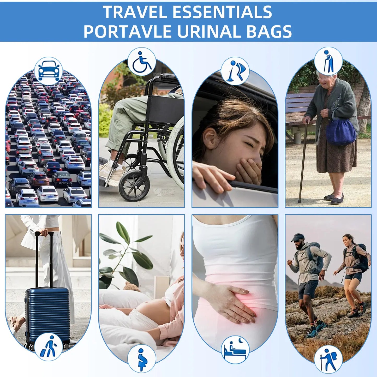 Portable Disposable Urinal Bag 12 PCS, 800ML Emergency Pee Bags for Travel, Unisex Urine Bag for Camping, Traffic Jams, Pregnant & Elderly Patients Dealsforyoudays