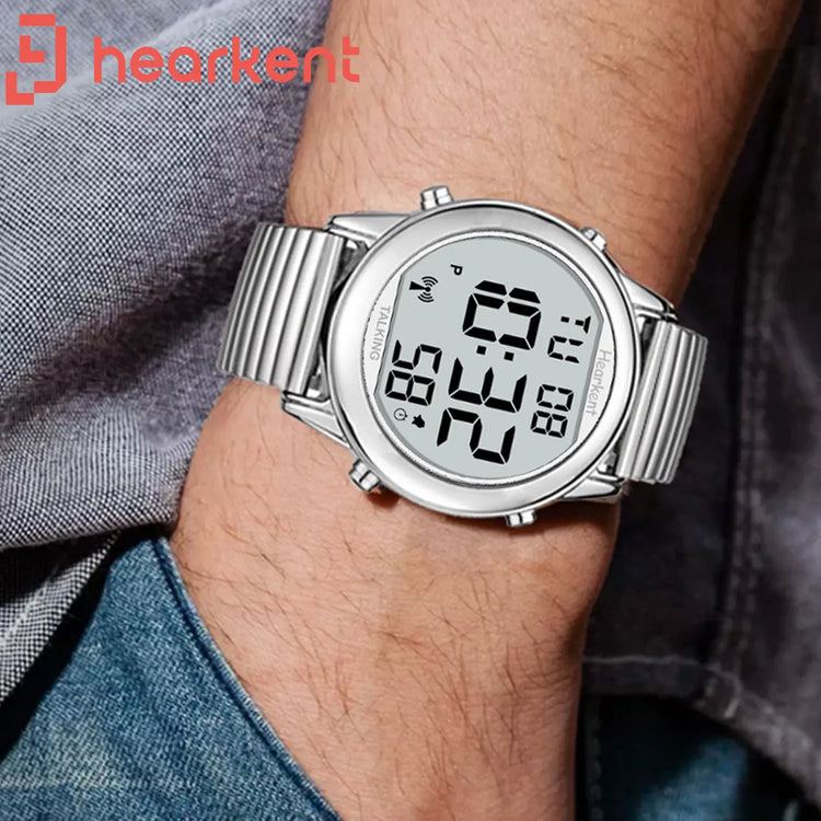 Man'S Watch for Blind Atomic Talking Watch German/English Radio Controlled Elderly Clock Watch with Alarm Wrist Watches