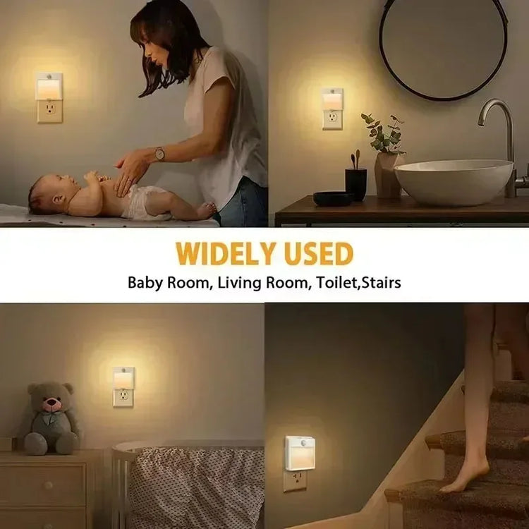 EU US UK AU Plug LED Motion Sensor Night Lights Living Room Auto Dusk Dawn Wireless Warm White Cabinet Lamp Decor Lighting