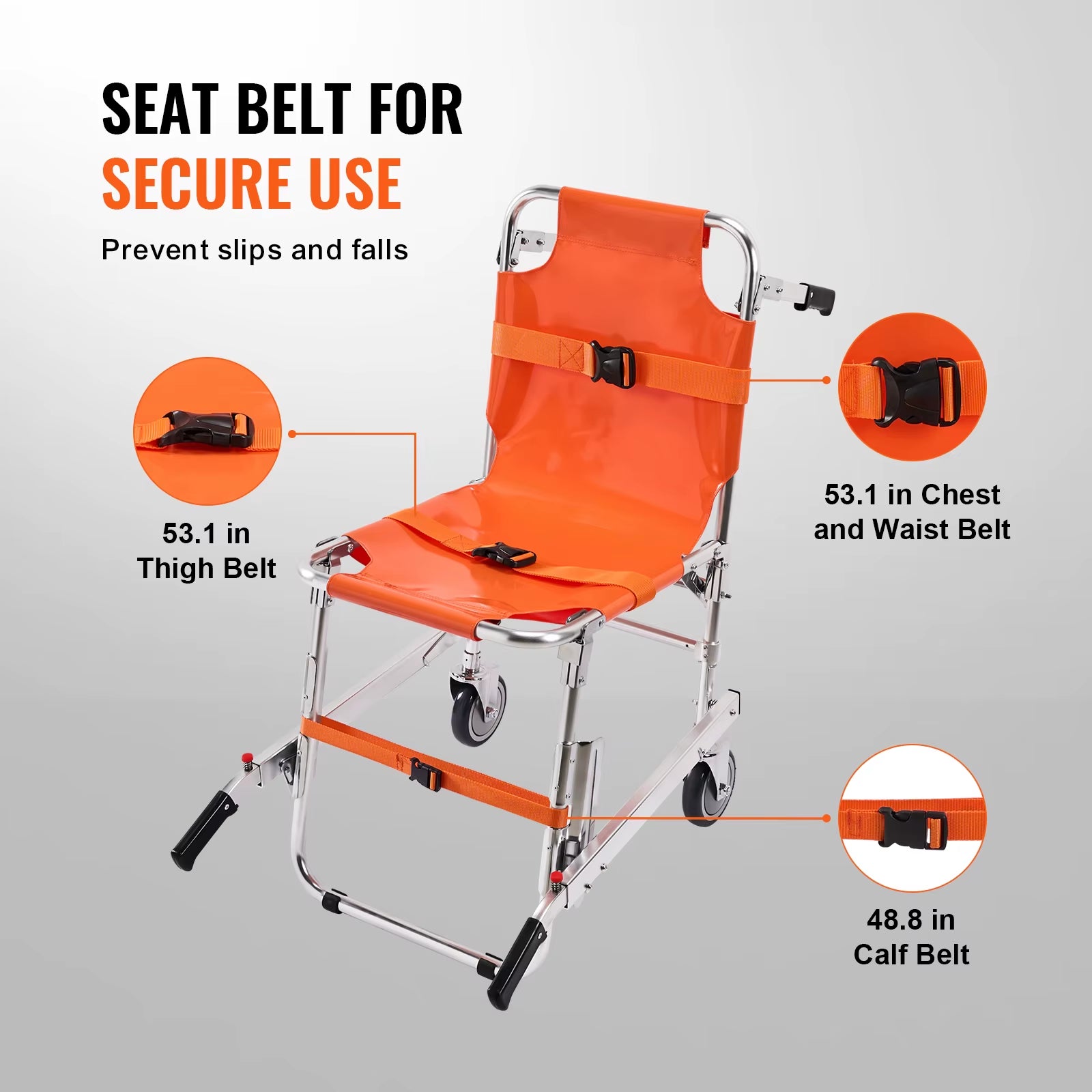 350Lbs EMS Stair Climbing Chair Foldable Stair Wheelchair Ambulance Firefighter Evacuation Use for Elderly Disabled