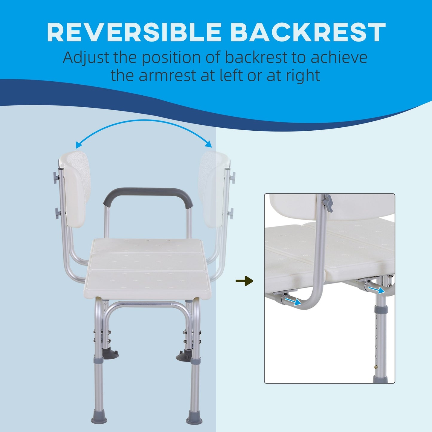 Non Slip Bath Transfer Bench for Elderly with Adjustable Height 300Lbs Capacity