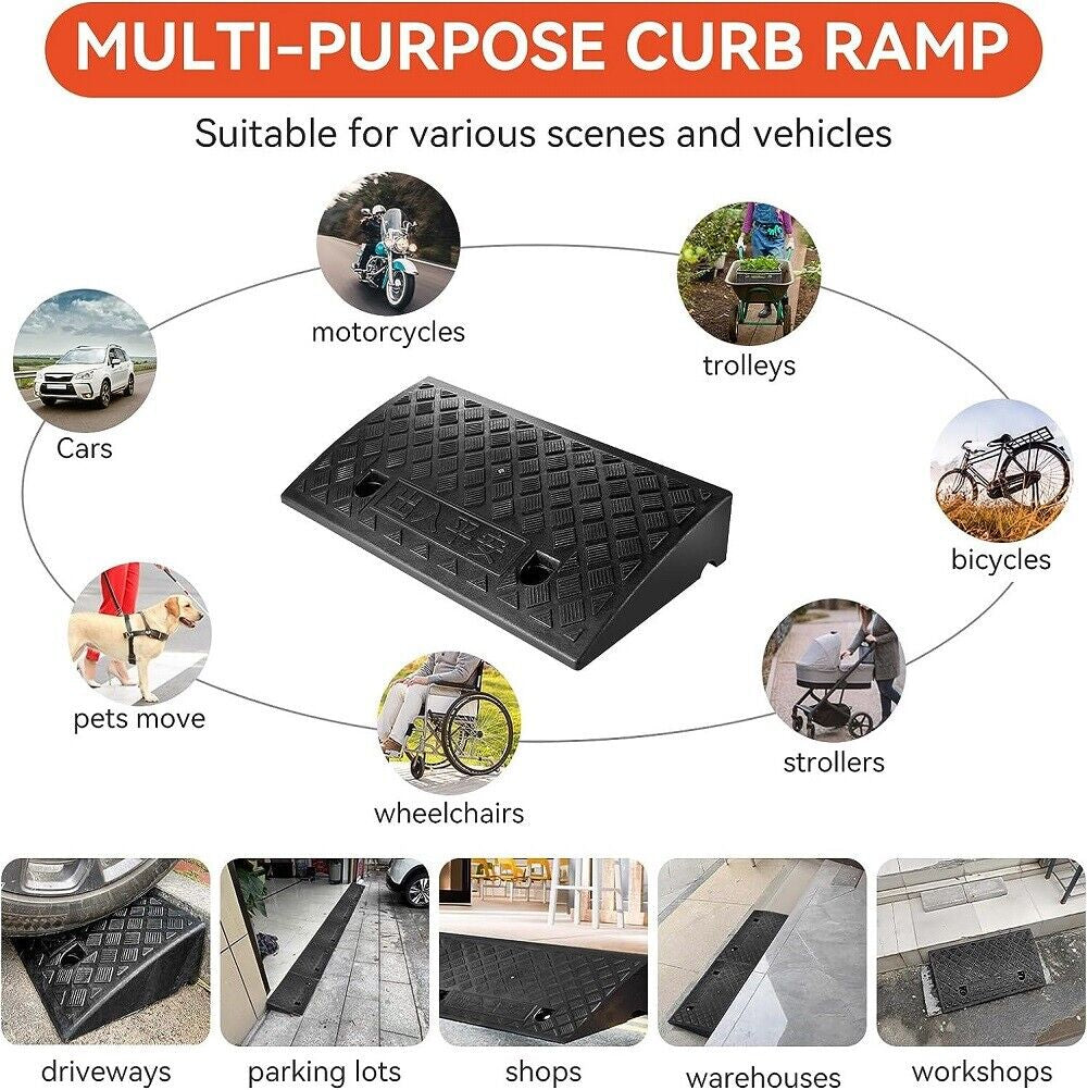 Universal Heavy-Duty Rubber Vehicle Slope Ramp for Cars and Bikes