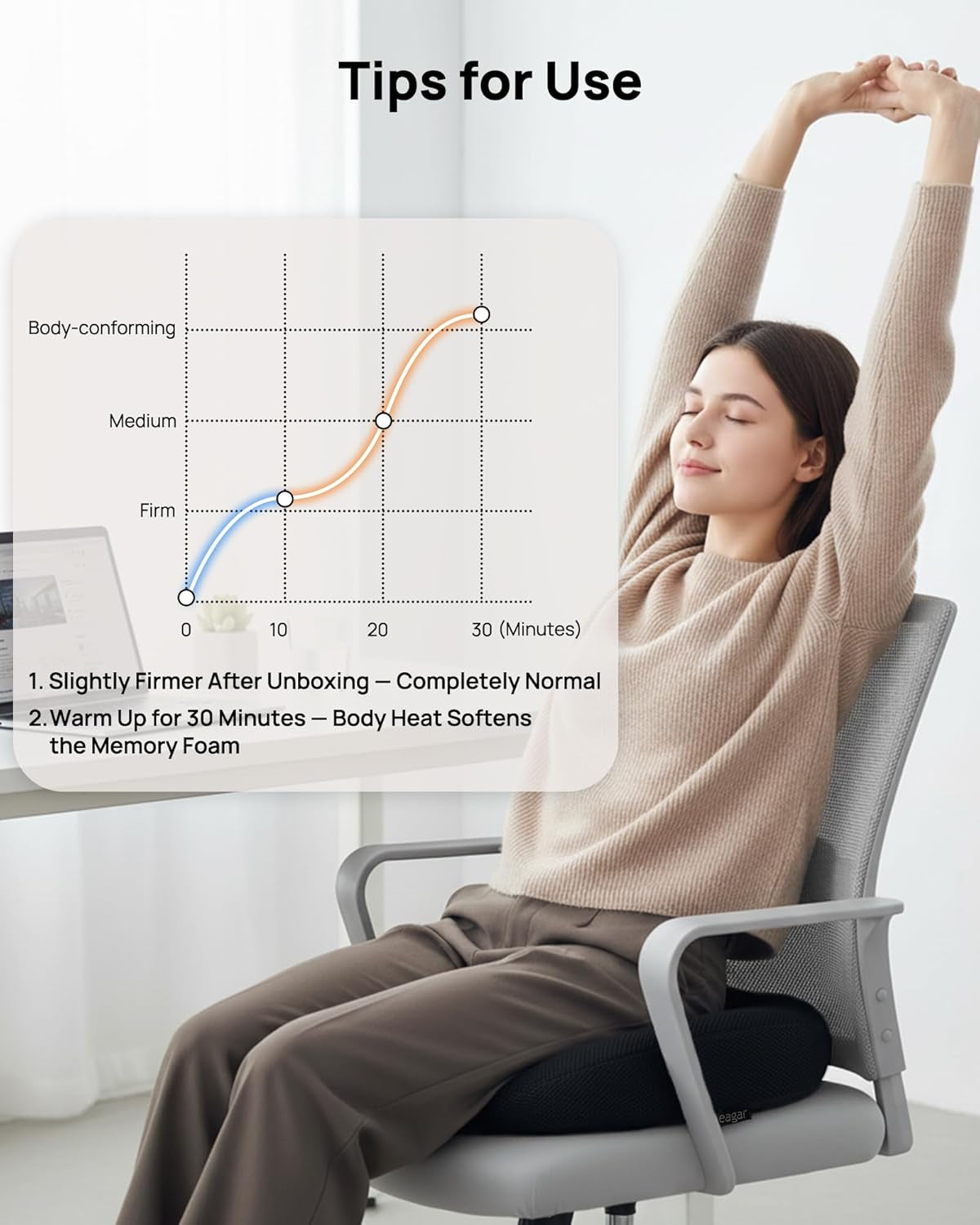 Donut Cushion with Adjustable Buckle, Hemorrhoid & Ring Cushion for Pressure Relief, Memory Foam Doughnut Cushion for Long Sitting, Coccyx & Tailbone Support for Office Chair, Wheelchair