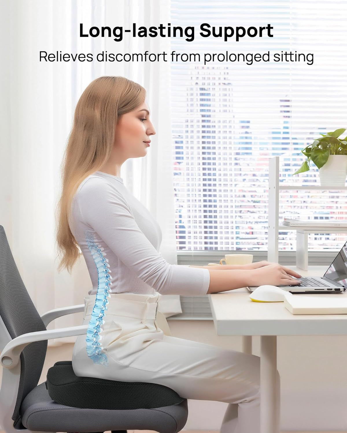 Donut Cushion with Adjustable Buckle, Hemorrhoid & Ring Cushion for Pressure Relief, Memory Foam Doughnut Cushion for Long Sitting, Coccyx & Tailbone Support for Office Chair, Wheelchair
